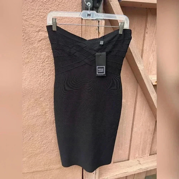 Hervé Leger Black Signature Alayna Strapless Bandage Dress NEW WITH TAG - Picture 5 of 9